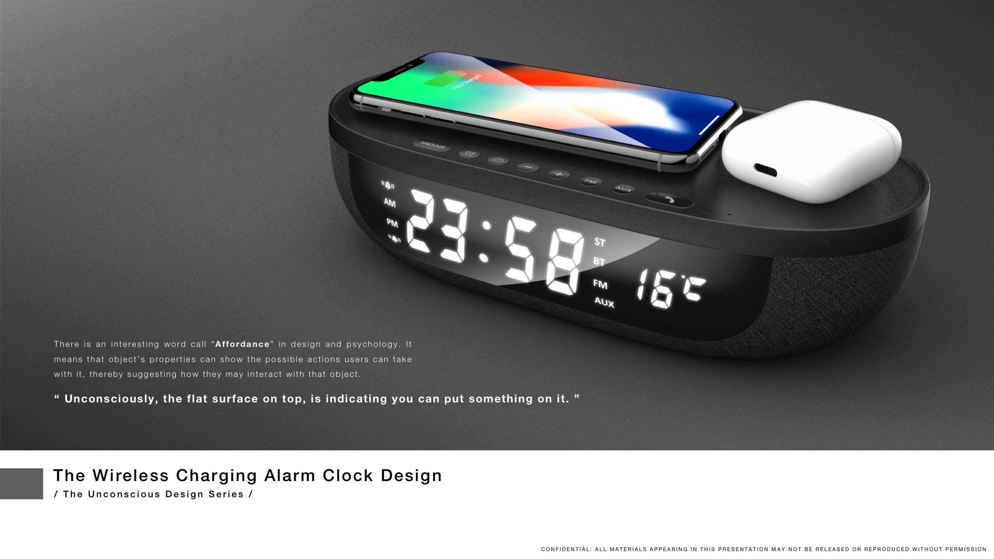 alarm clock，Wireless charging，iphone，Charging panel，airpods，bedside，unconscious，Naoto Fukasawa ，