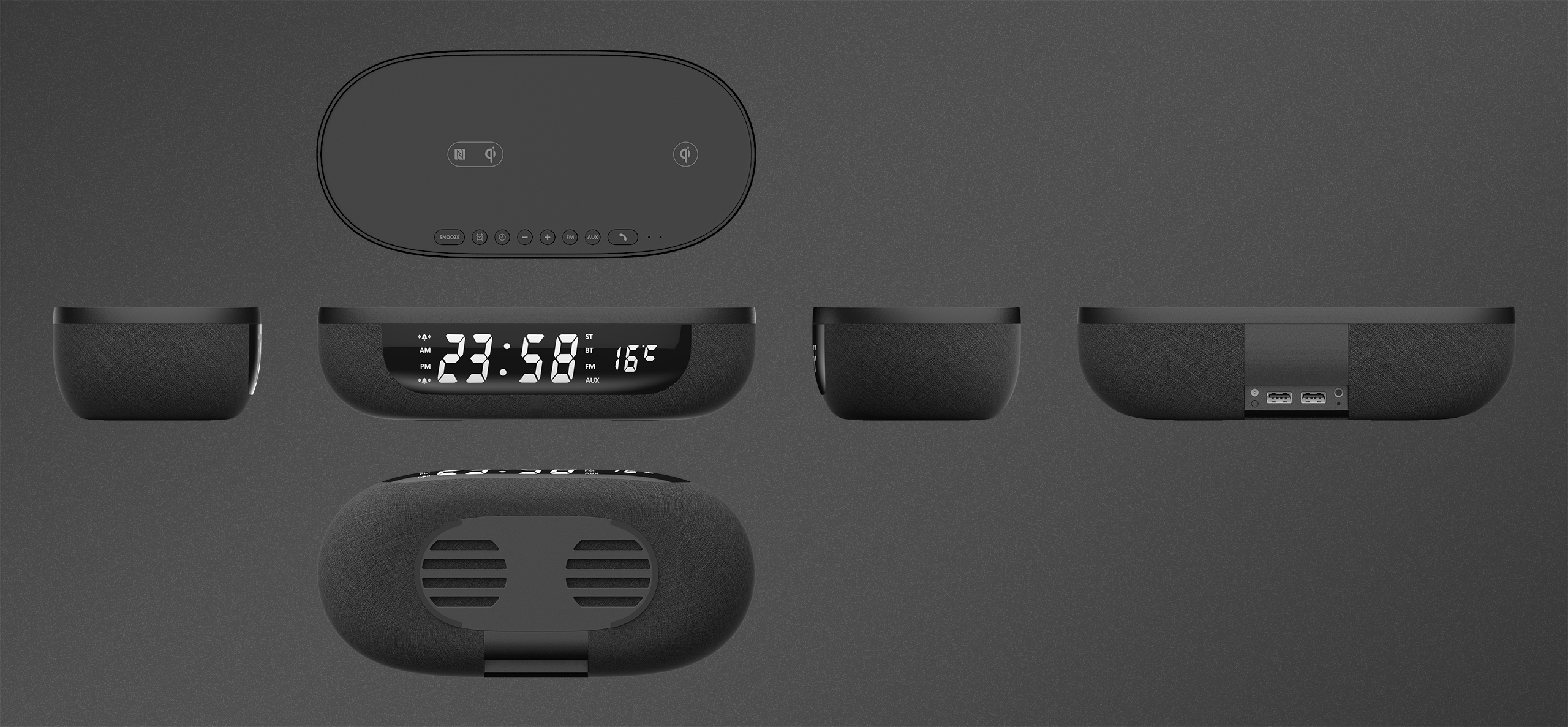 alarm clock，Wireless charging，iphone，Charging panel，airpods，bedside，unconscious，Naoto Fukasawa ，