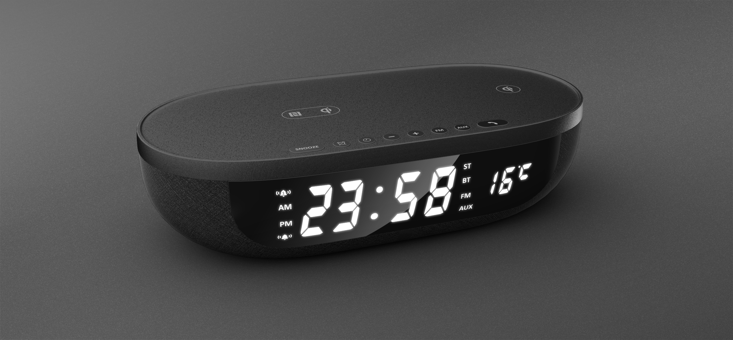 alarm clock，Wireless charging，iphone，Charging panel，airpods，bedside，unconscious，Naoto Fukasawa ，