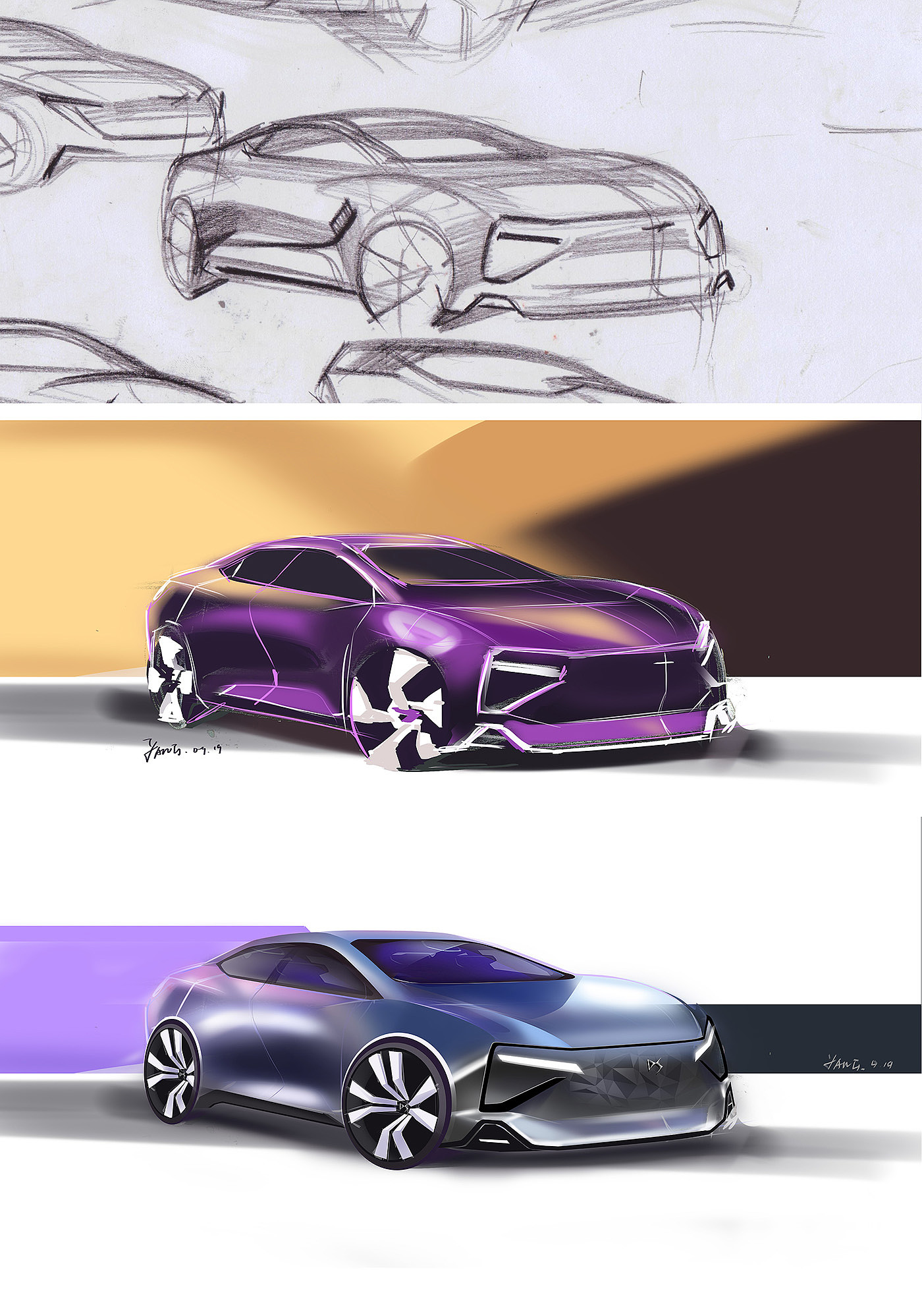 Hand drawn car，Vehicle design，Automotive Designer，Fangxi automobile design，