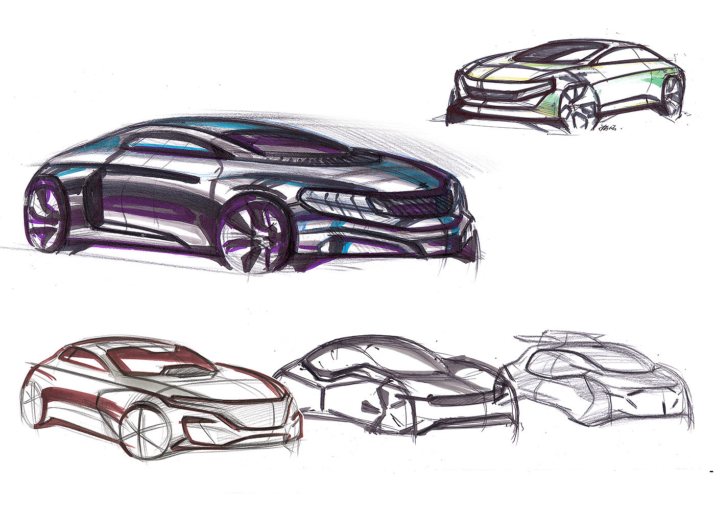 Hand drawn car，Vehicle design，Automotive Designer，Fangxi automobile design，