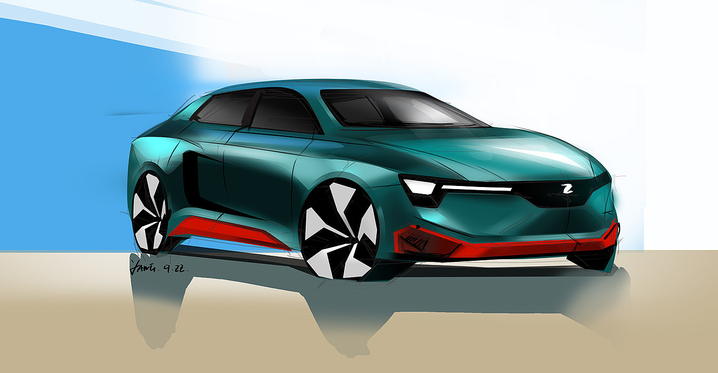 Hand drawn car，Vehicle design，Automotive Designer，Fangxi automobile design，