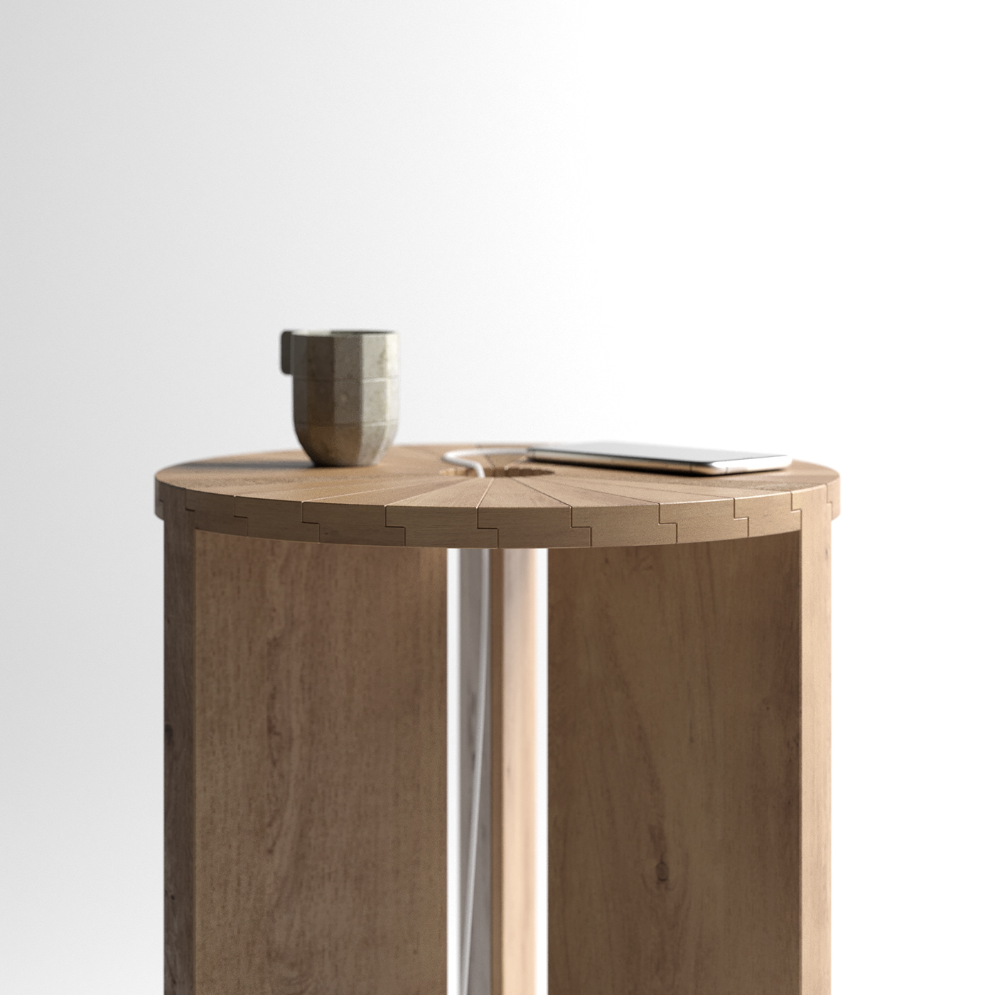 "Array" side table，Array，Sea Foam，array，Wooden elements，