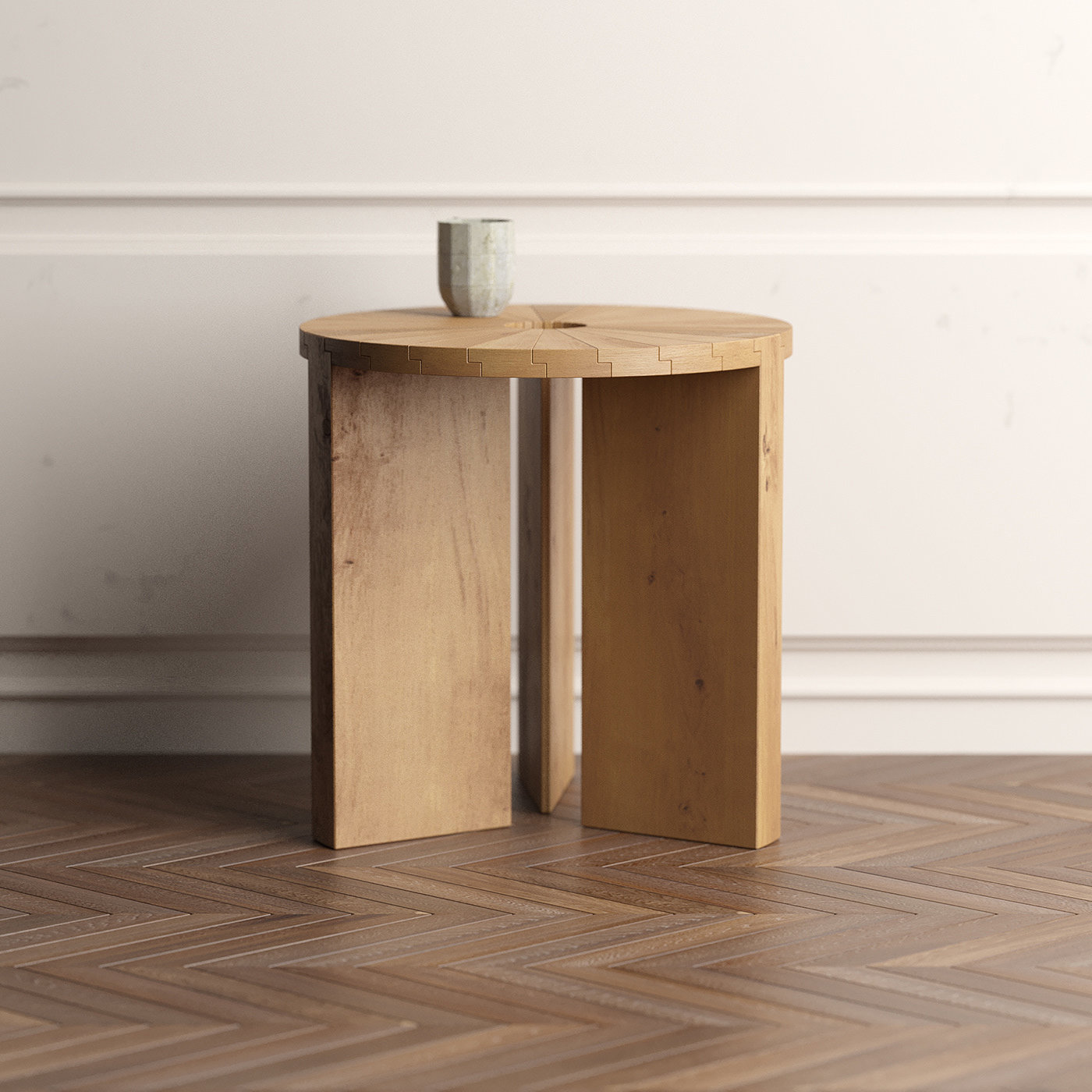 "Array" side table，Array，Deniz Aktay，阵列，木制元素，