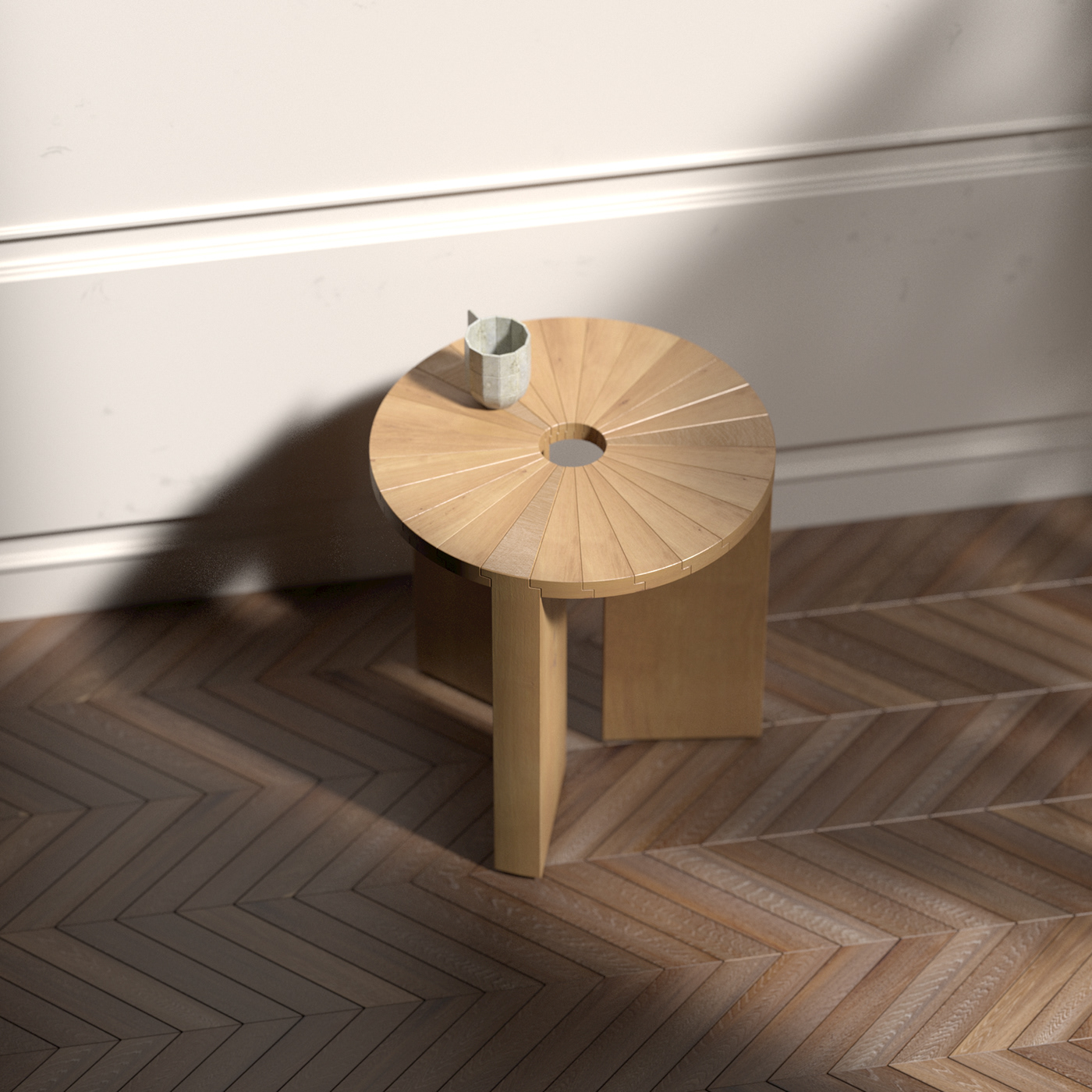 "Array" side table，Array，Sea Foam，array，Wooden elements，