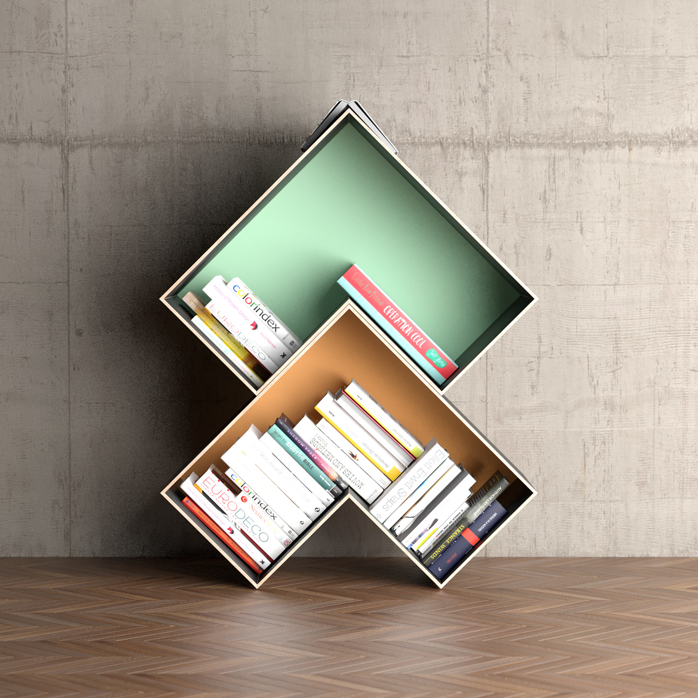 Sea Foam，bolt，Modular bookshelf，Plywood，modular bookshelf，
