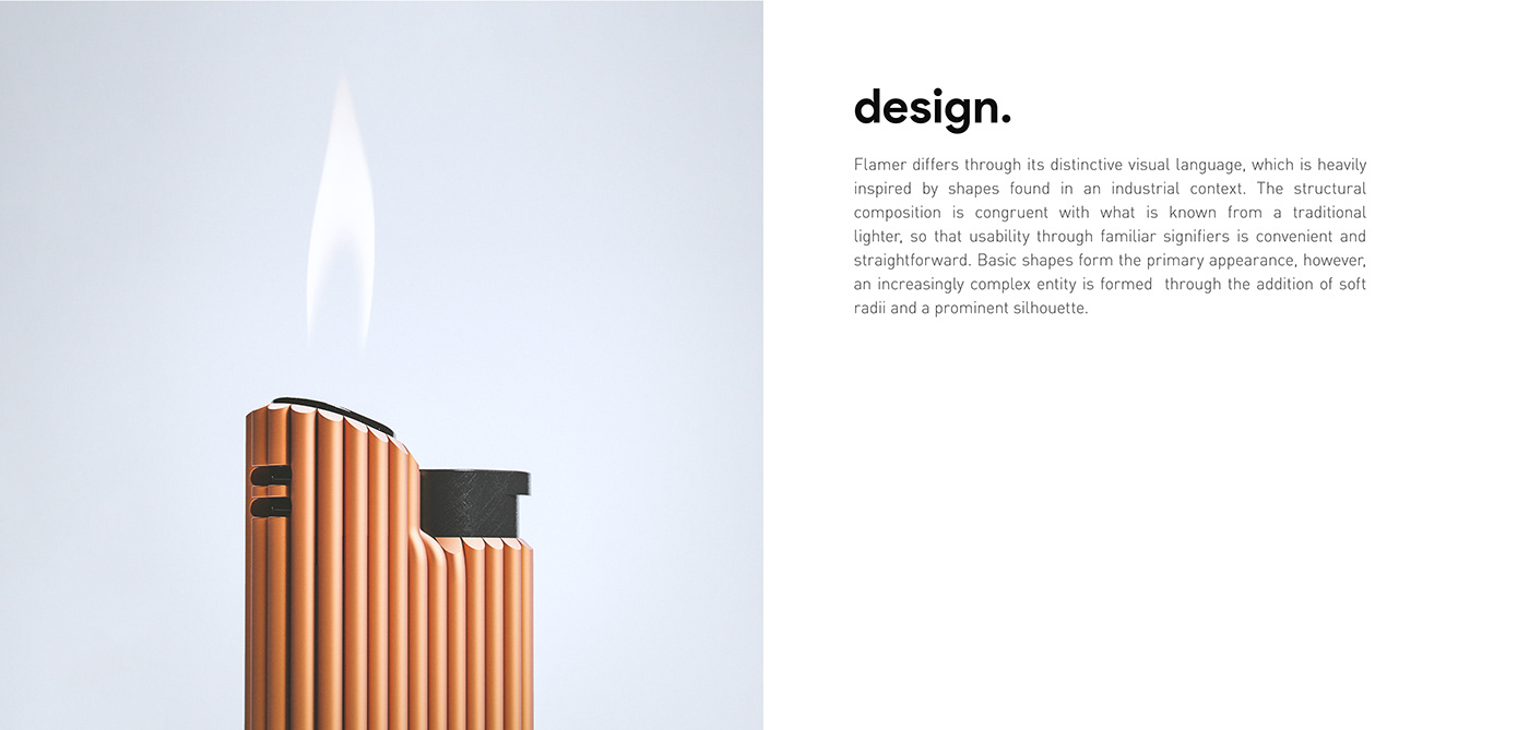 Jannik Götz，Flames，Minimalism，Lighter concept，Fire and earth elements，industrial design，