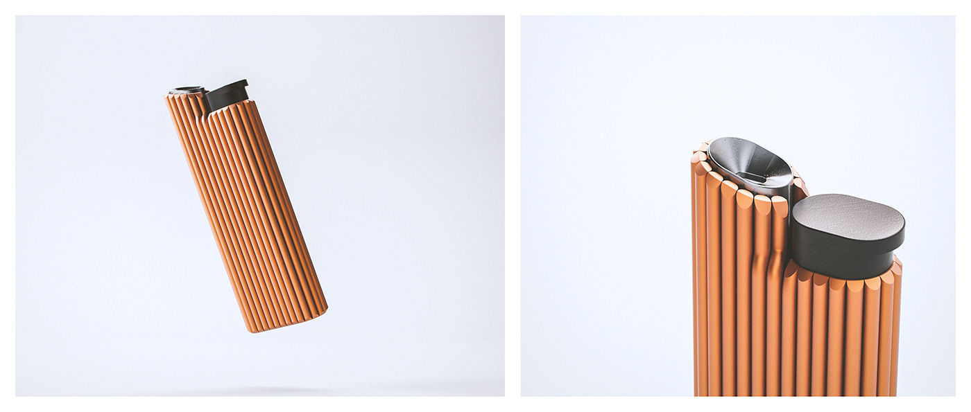 Jannik Götz，Flames，Minimalism，Lighter concept，Fire and earth elements，industrial design，