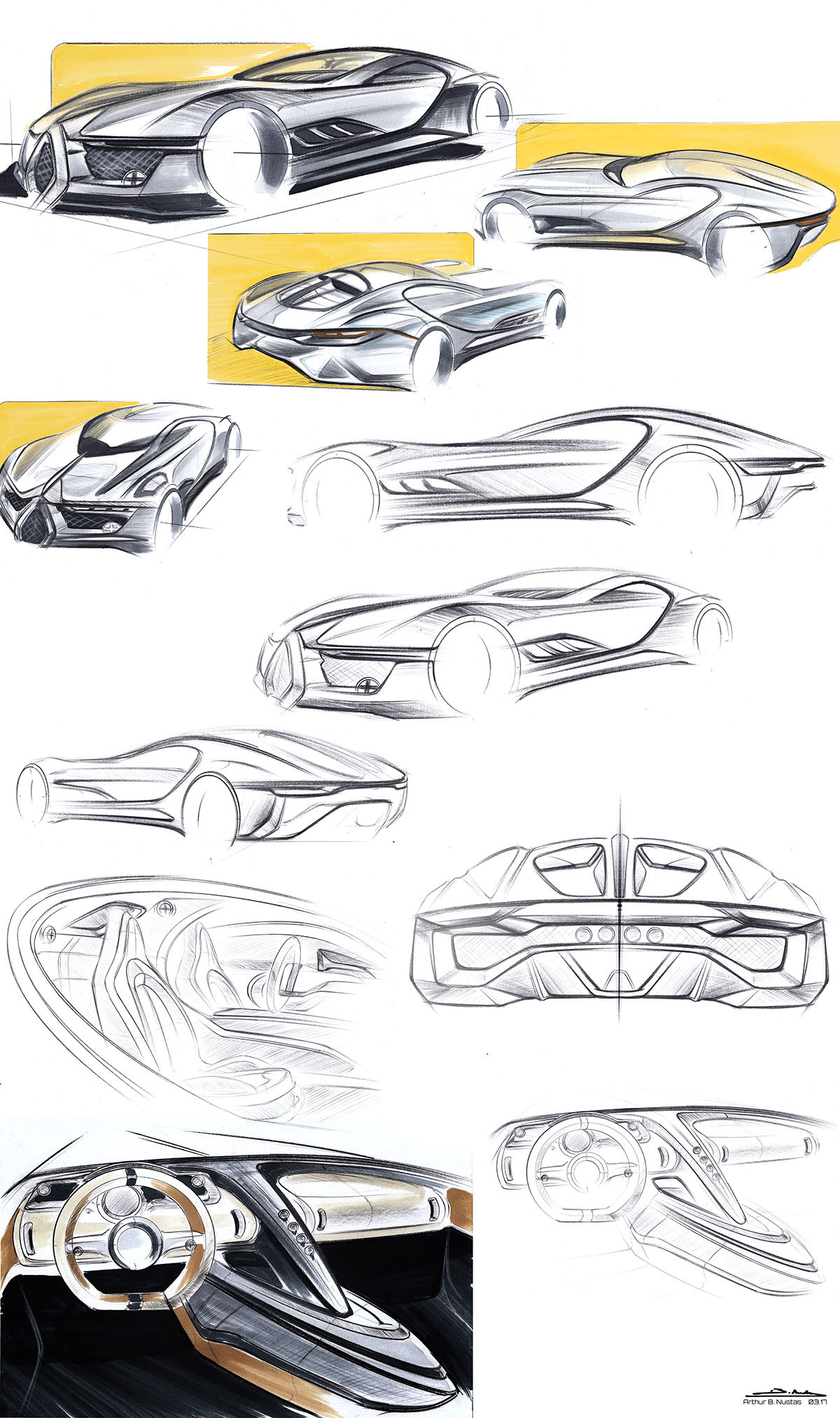 Render，modeling，Hand drawn，Bugatti Type，Bugatti，conceptual design，Automobile design，