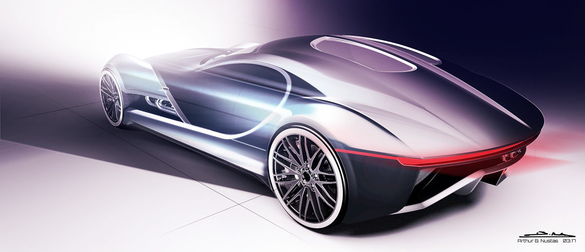 Render，modeling，Hand drawn，Bugatti Type，Bugatti，conceptual design，Automobile design，