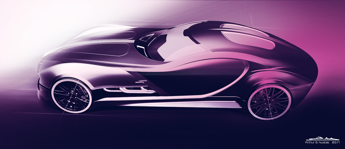 Render，modeling，Hand drawn，Bugatti Type，Bugatti，conceptual design，Automobile design，