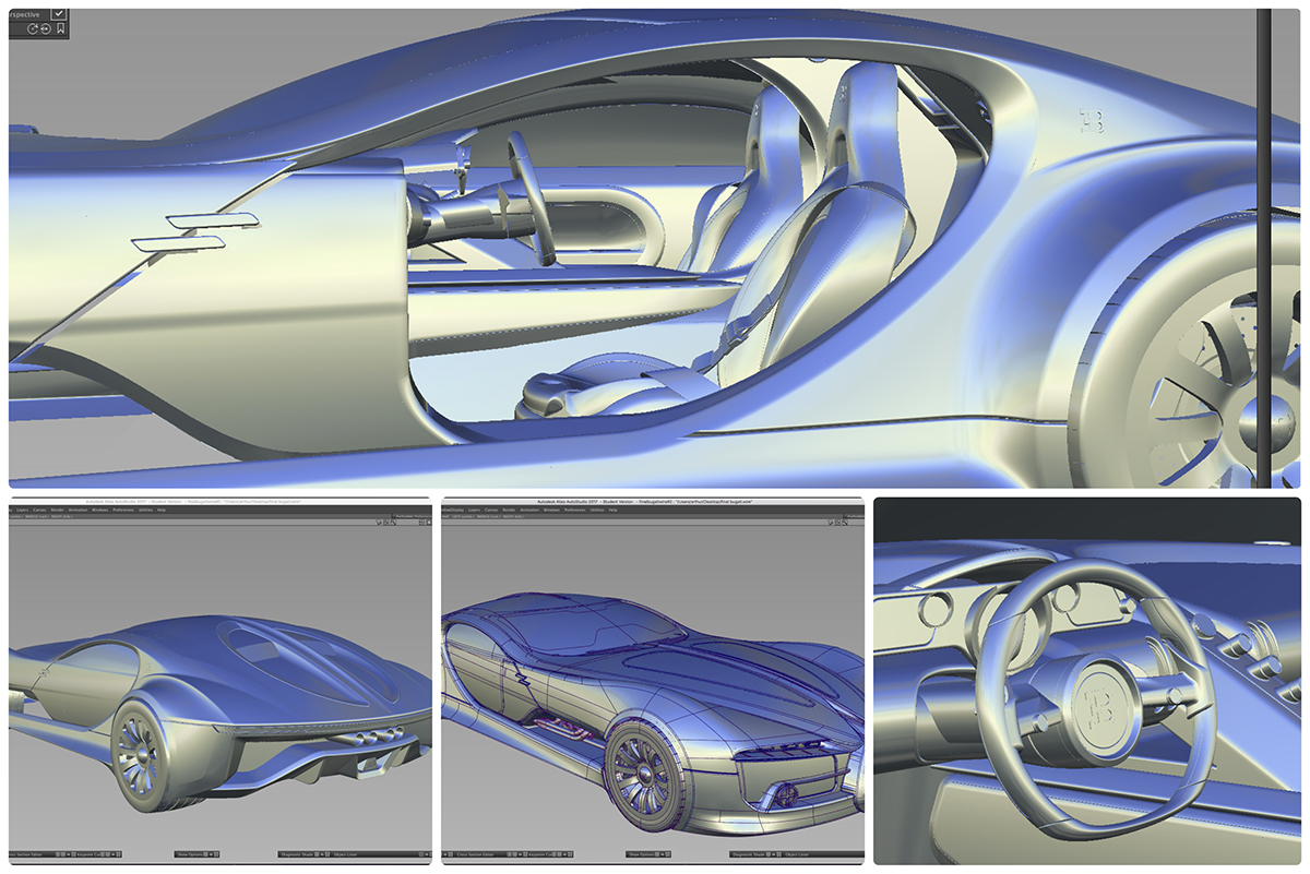 Render，modeling，Hand drawn，Bugatti Type，Bugatti，conceptual design，Automobile design，