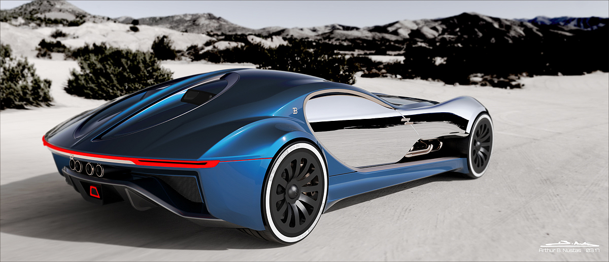 渲染，建模，手绘，Bugatti Type，布加迪，概念设计，汽车设计，