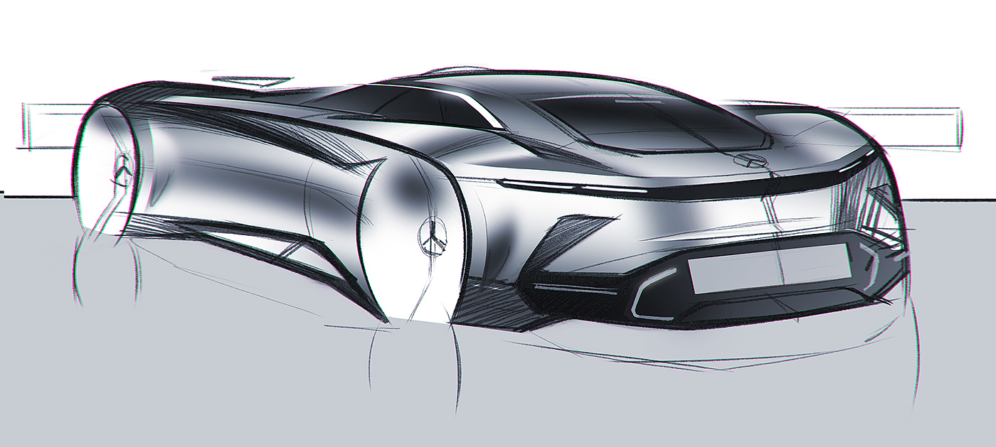 Hand drawn car，draft，Ubee ，Render，Automobile design，