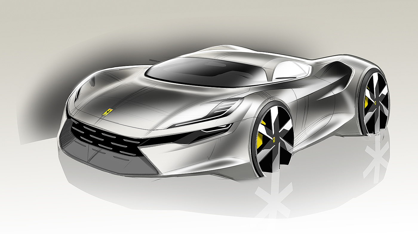 Hand drawn car，draft，Ubee ，Render，Automobile design，