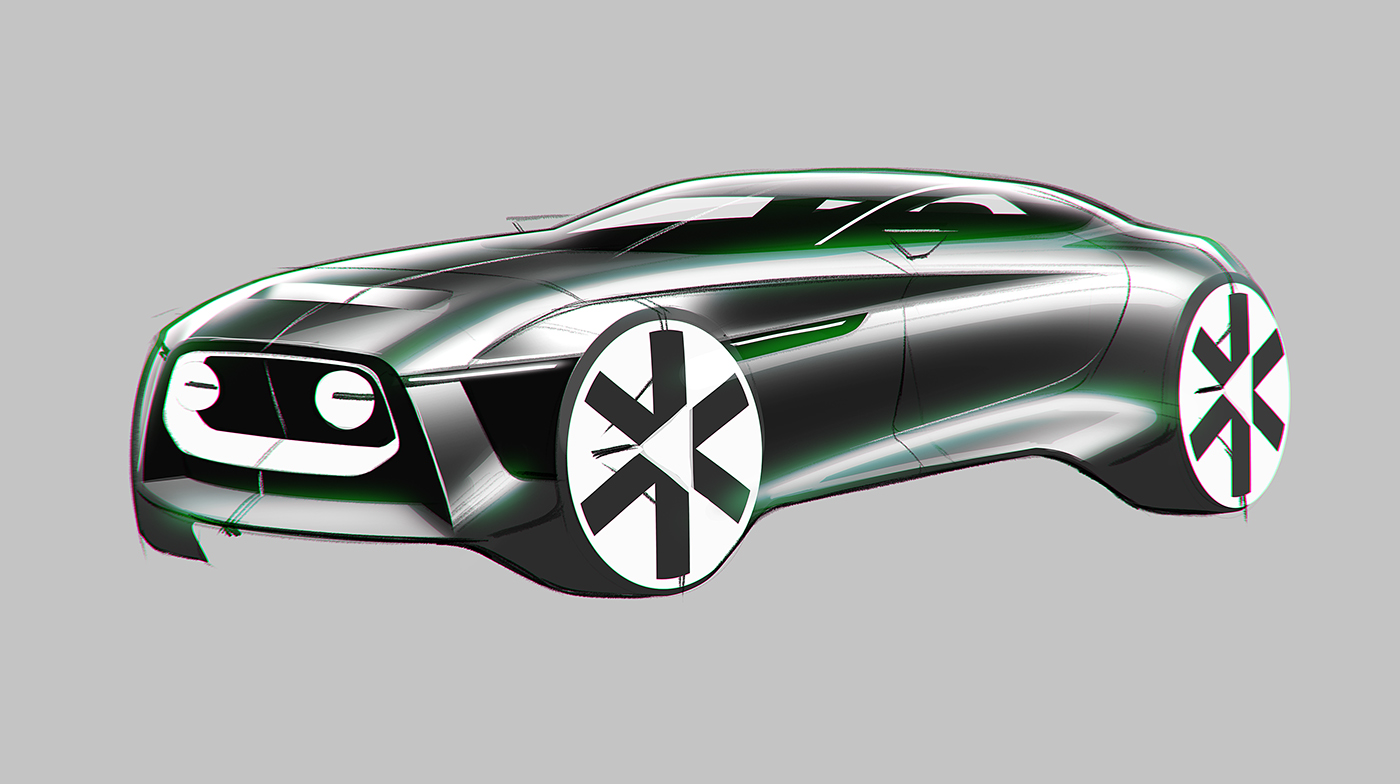 Hand drawn car，draft，Ubee ，Render，Automobile design，
