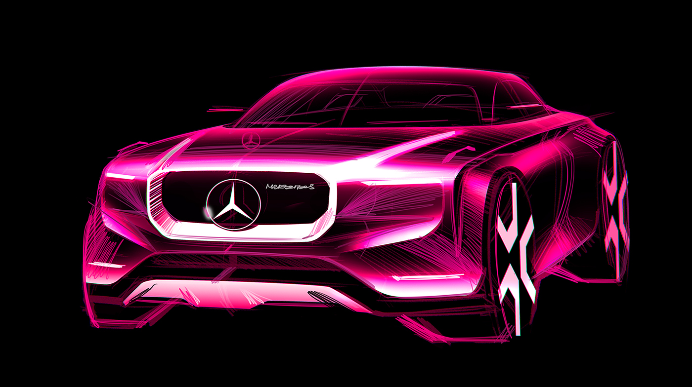 Hand drawn car，draft，Ubee ，Render，Automobile design，