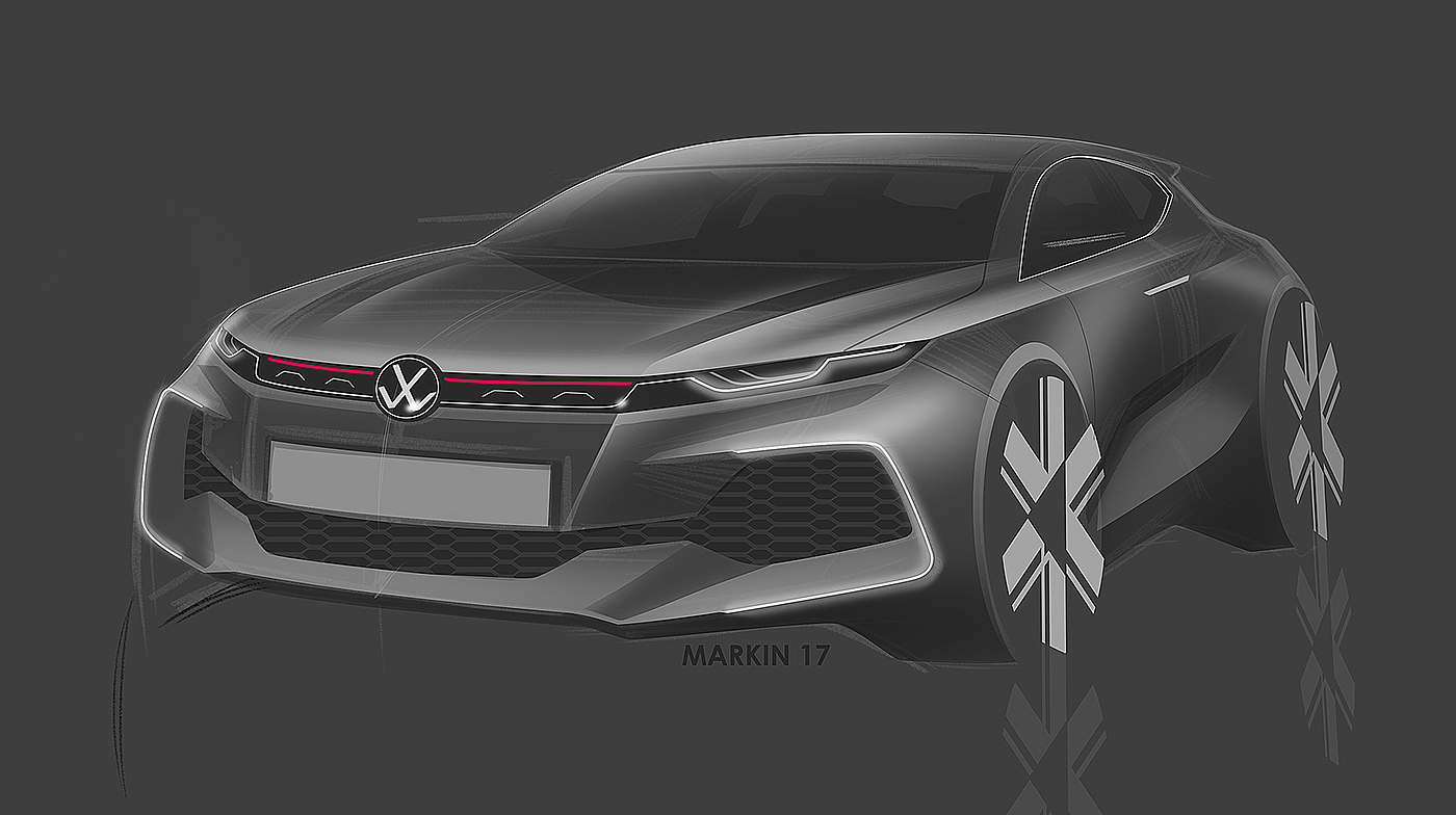 Hand drawn car，draft，Ubee ，Render，Automobile design，