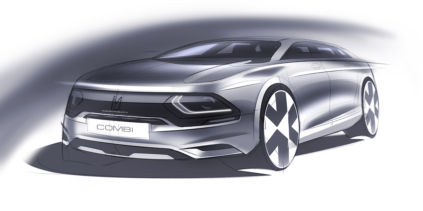 Hand drawn car，draft，Ubee ，Render，Automobile design，