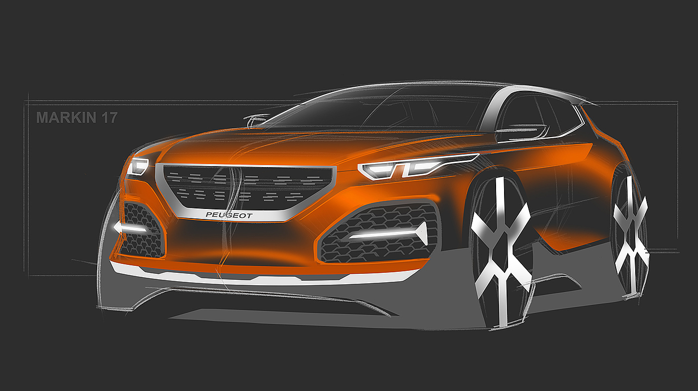 Hand drawn car，draft，Ubee ，Render，Automobile design，