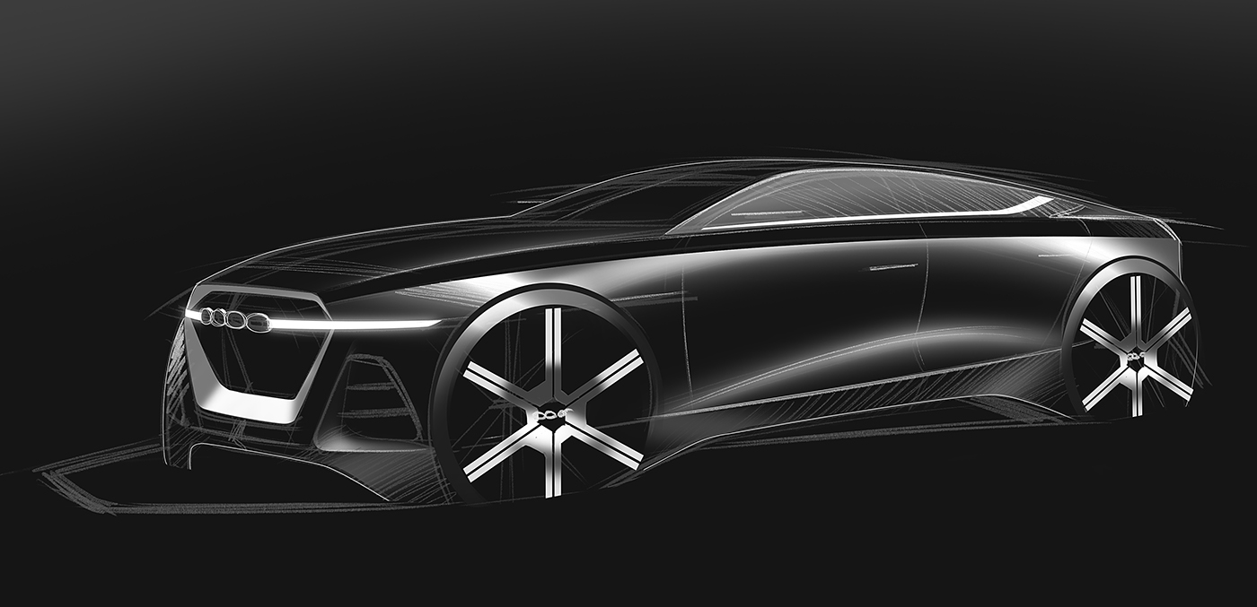 Hand drawn car，draft，Ubee ，Render，Automobile design，