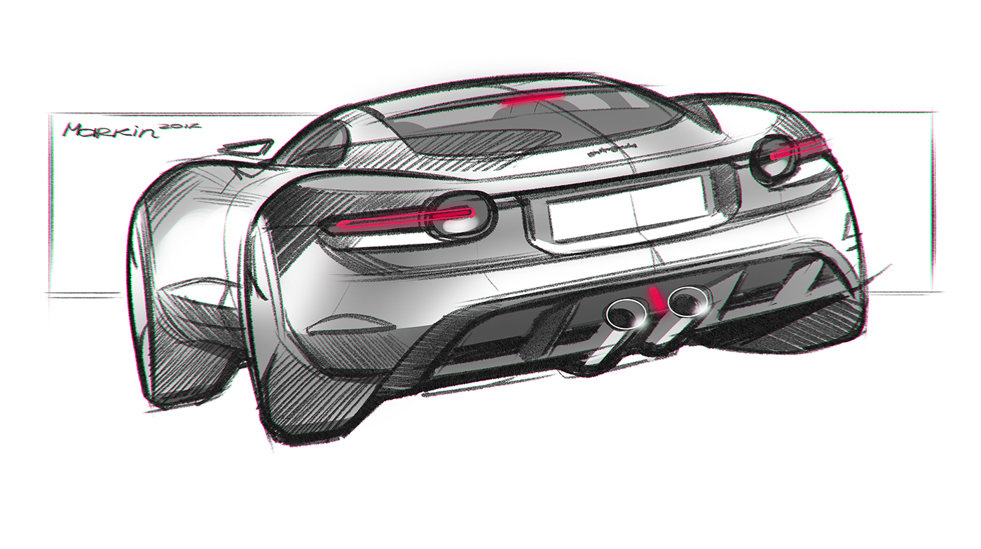 Hand drawn car，draft，Ubee ，Render，Automobile design，