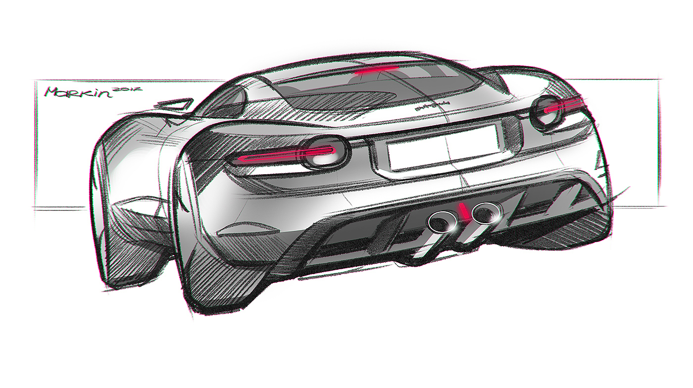 Hand drawn car，draft，Ubee ，Render，Automobile design，