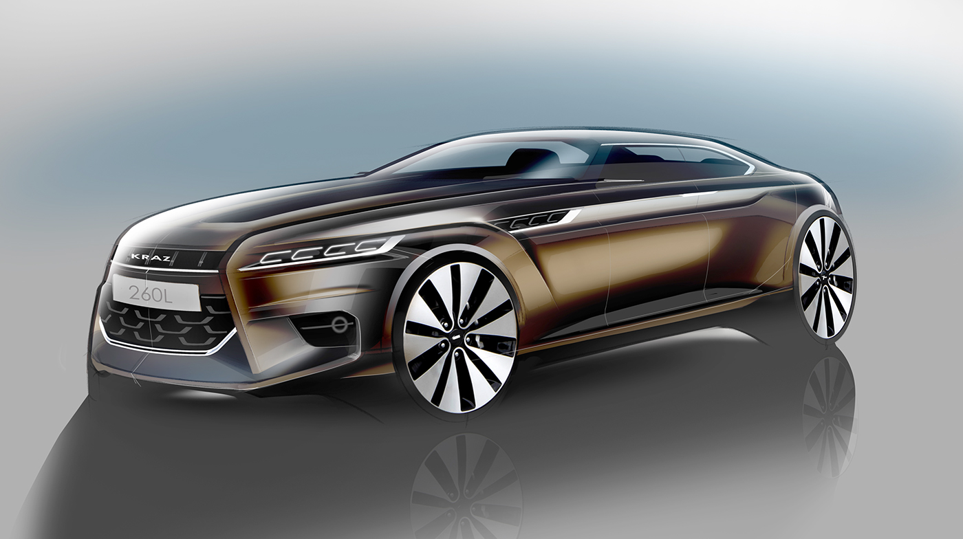 Hand drawn car，draft，Ubee ，Render，Automobile design，