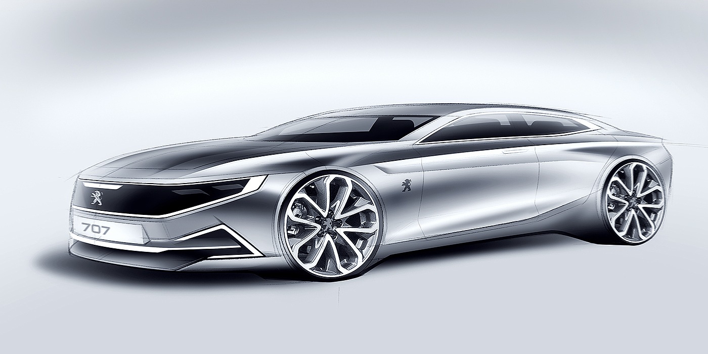 Hand drawn car，draft，Ubee ，Render，Automobile design，