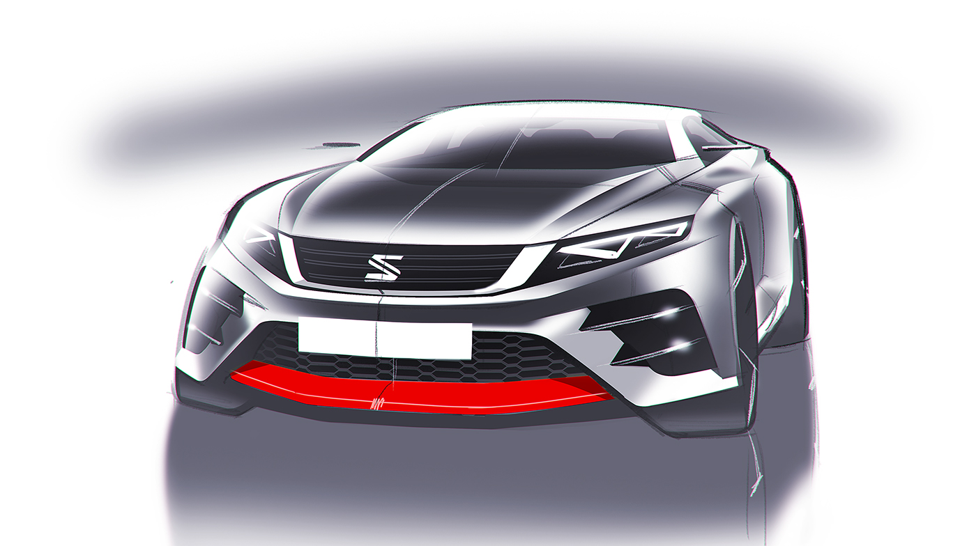 Hand drawn car，draft，Ubee ，Render，Automobile design，