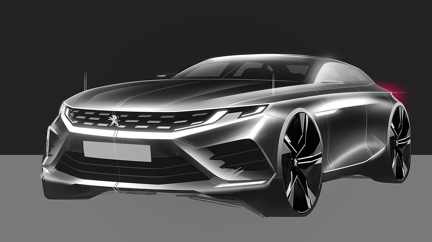 Hand drawn car，draft，Ubee ，Render，Automobile design，