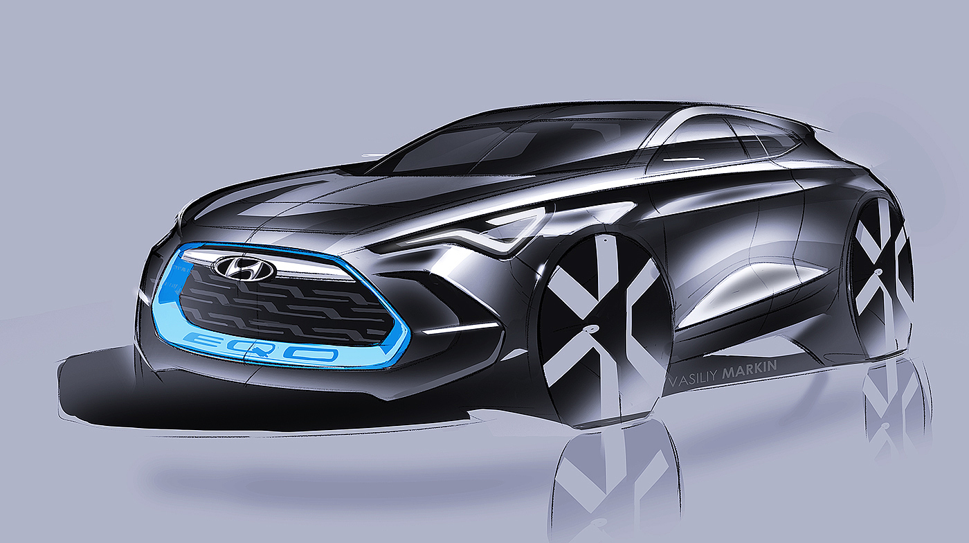 Hand drawn car，draft，Ubee ，Render，Automobile design，