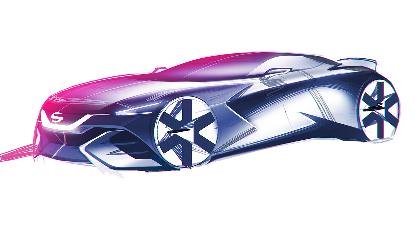 Hand drawn car，draft，Ubee ，Render，Automobile design，