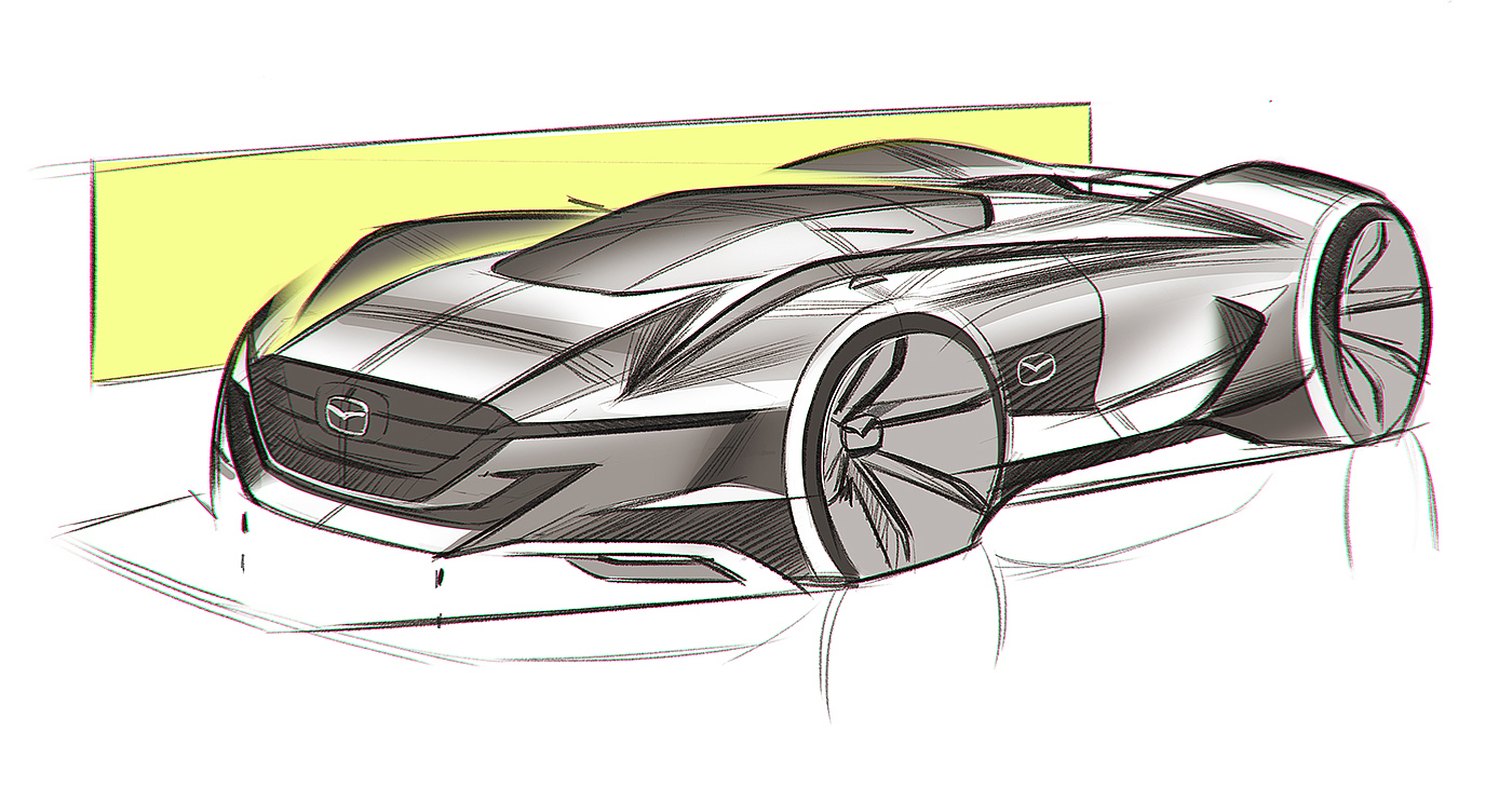 Hand drawn car，draft，Ubee ，Render，Automobile design，