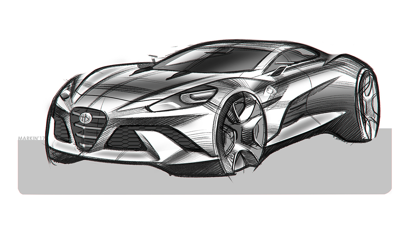 Hand drawn car，draft，Ubee ，Render，Automobile design，