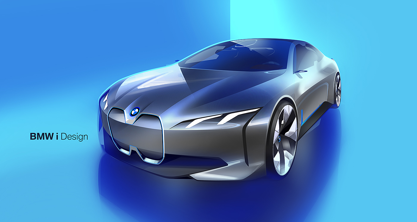 Hand drawn，marker pen，draft，draft，bmw，Official sketch，Electric sports car，Concept car，