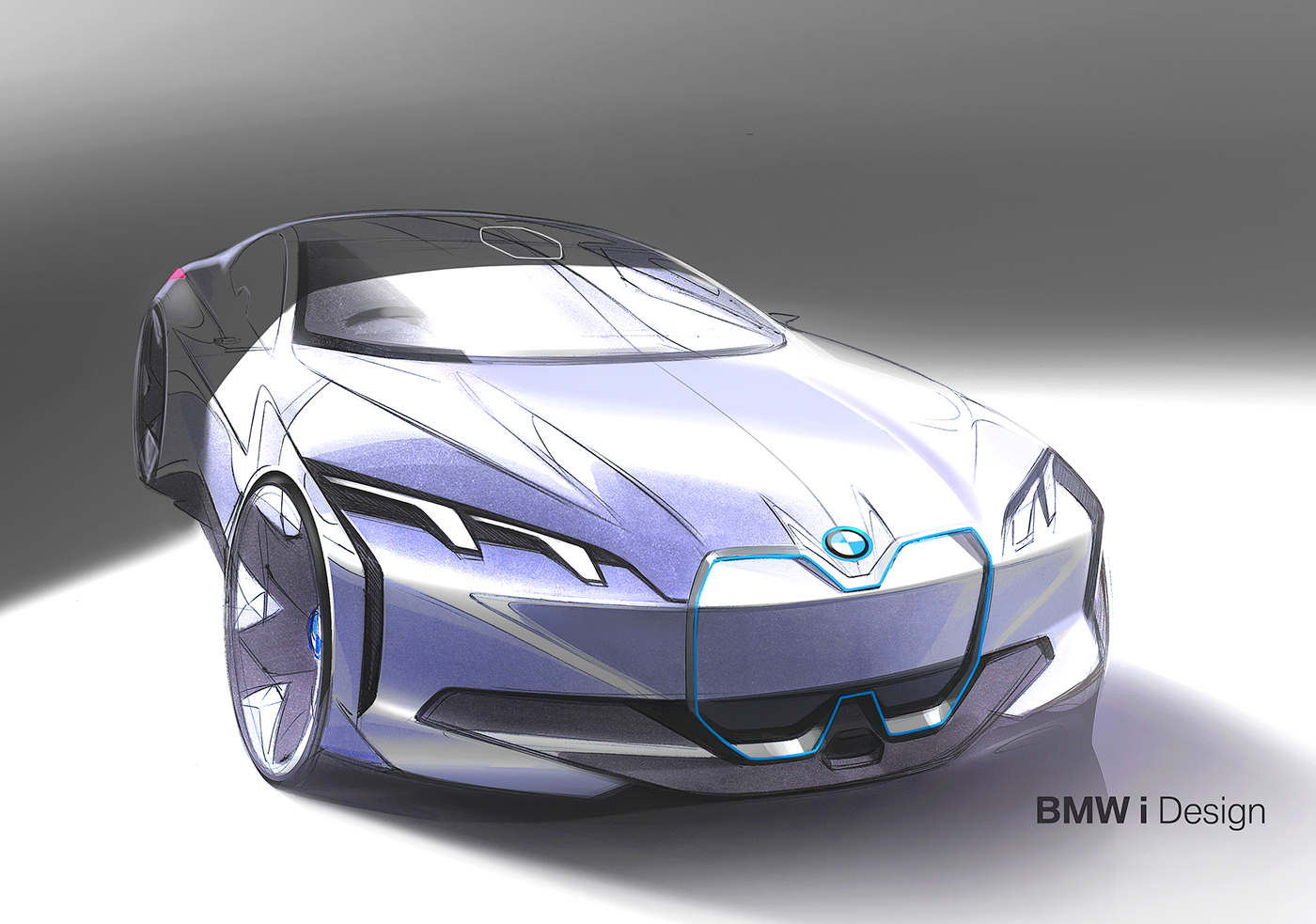 Hand drawn，marker pen，draft，draft，bmw，Official sketch，Electric sports car，Concept car，