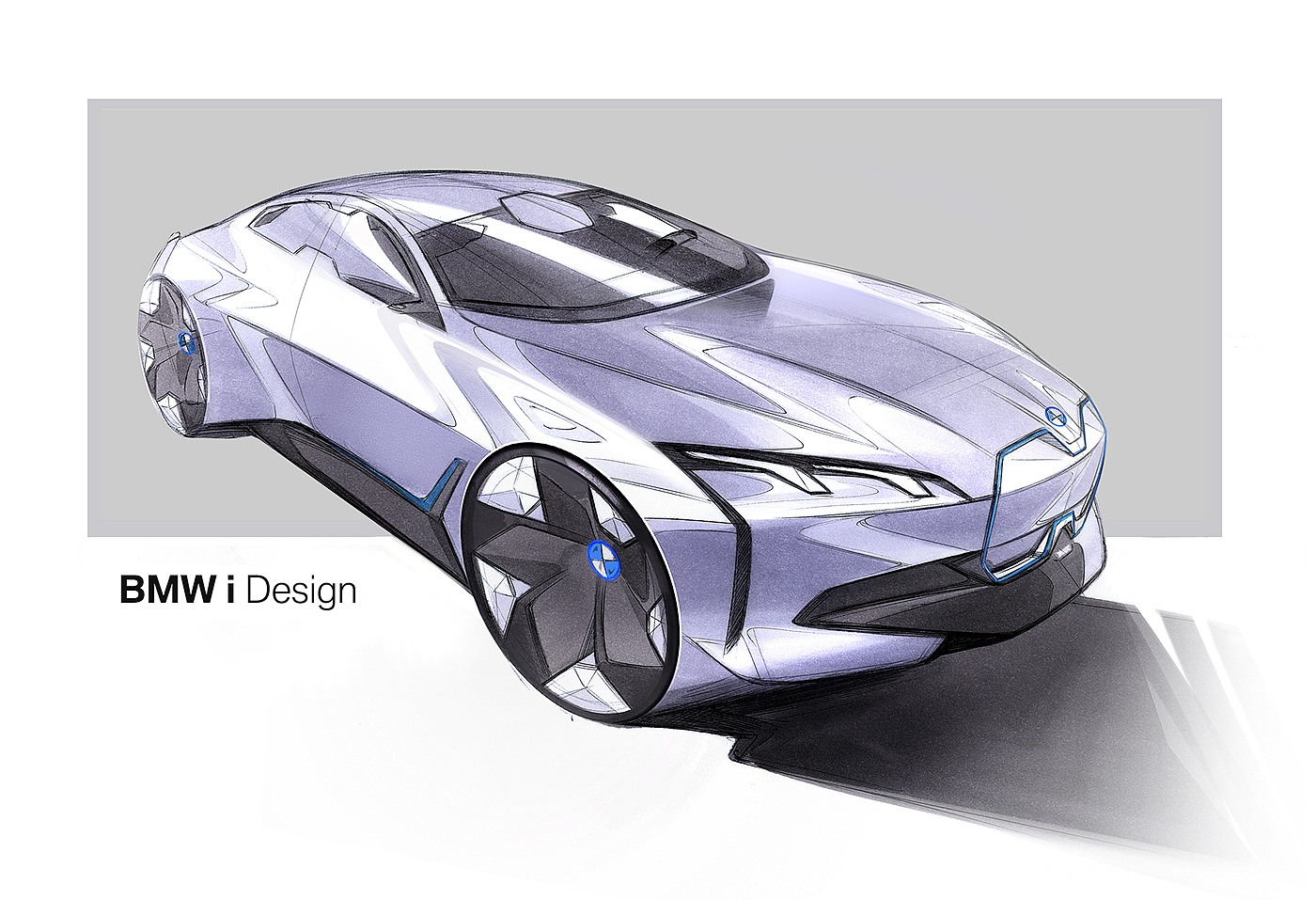 Hand drawn，marker pen，draft，draft，bmw，Official sketch，Electric sports car，Concept car，