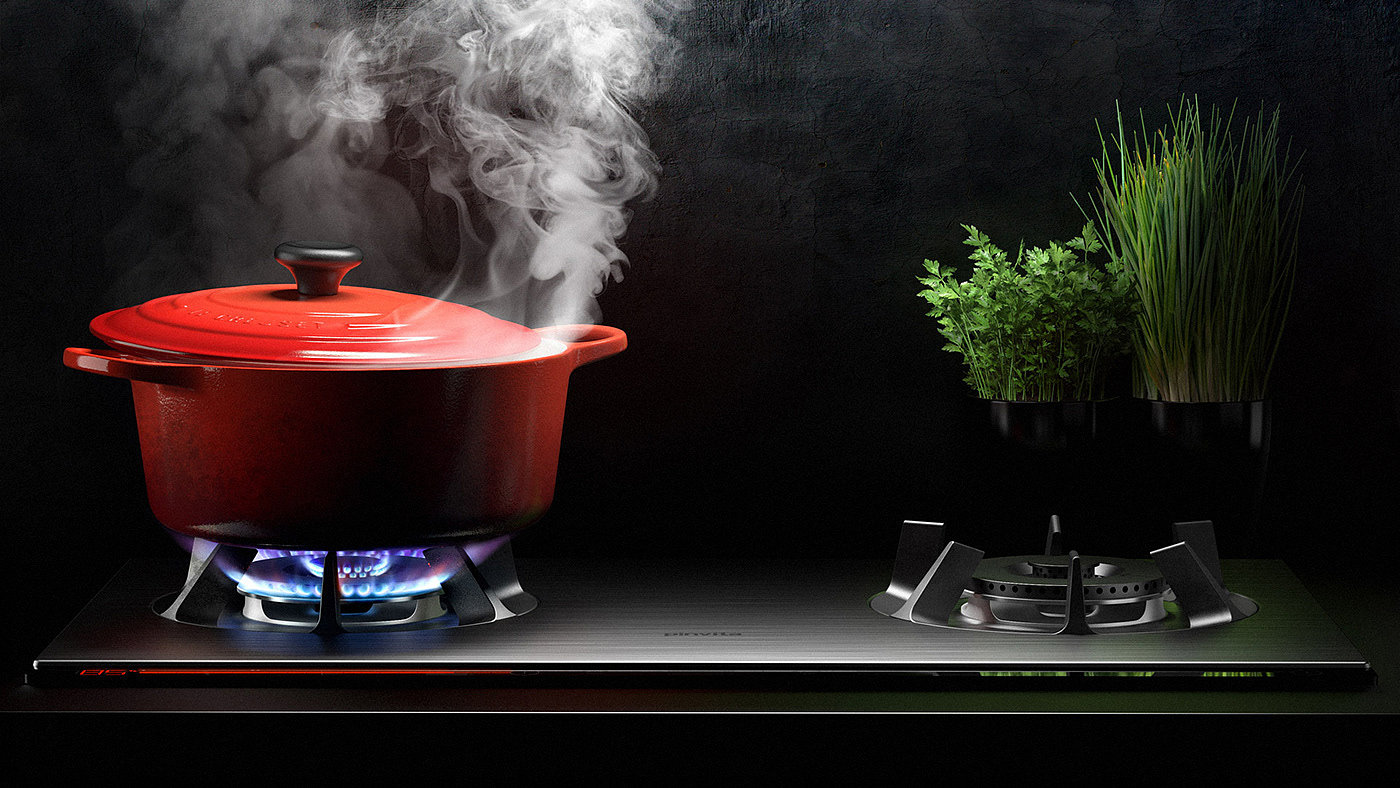 Artem Afanasev，Gas Cooktop 1.1，Pinvita，高级燃气灶具，几何设计，人体工程学，高制造质量，