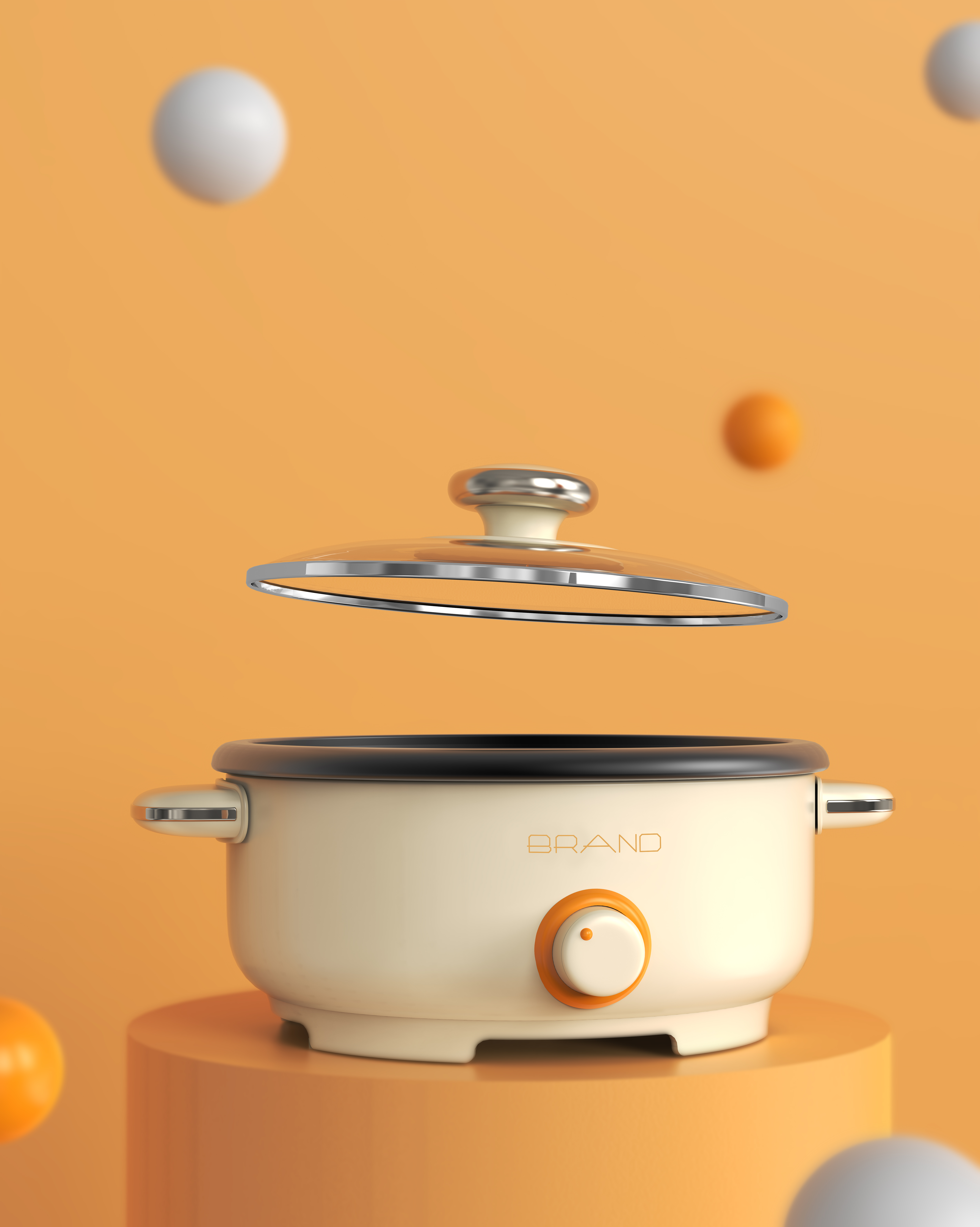product design，industrial design，small home appliances，Electric Hot pot，concise，lovely，Render，