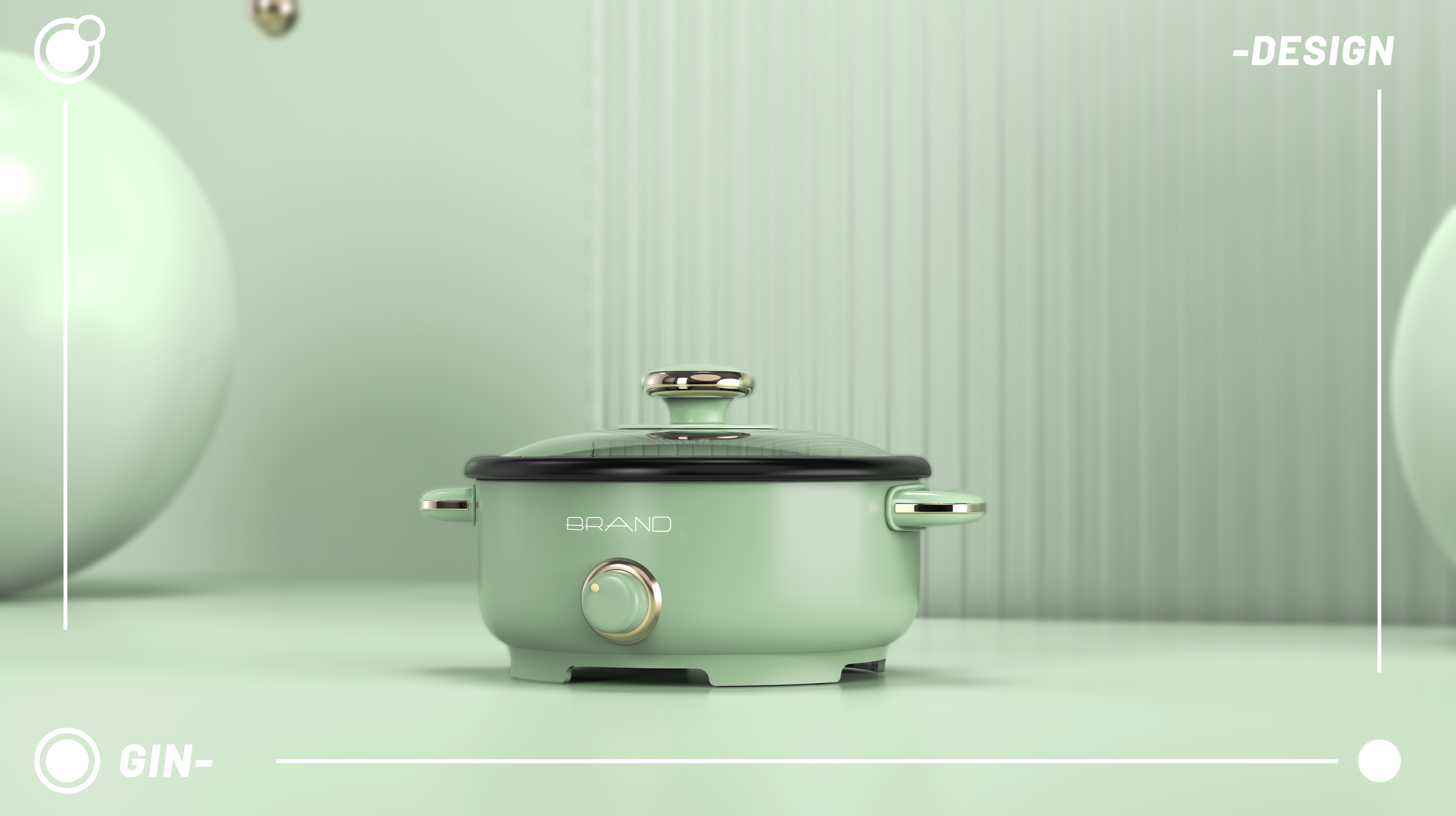 product design，industrial design，small home appliances，Electric Hot pot，concise，lovely，Render，