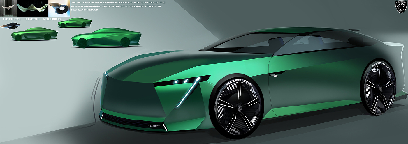 Automobile design，Hand drawn，Automobile exterior decoration design，2d rendering，product design，