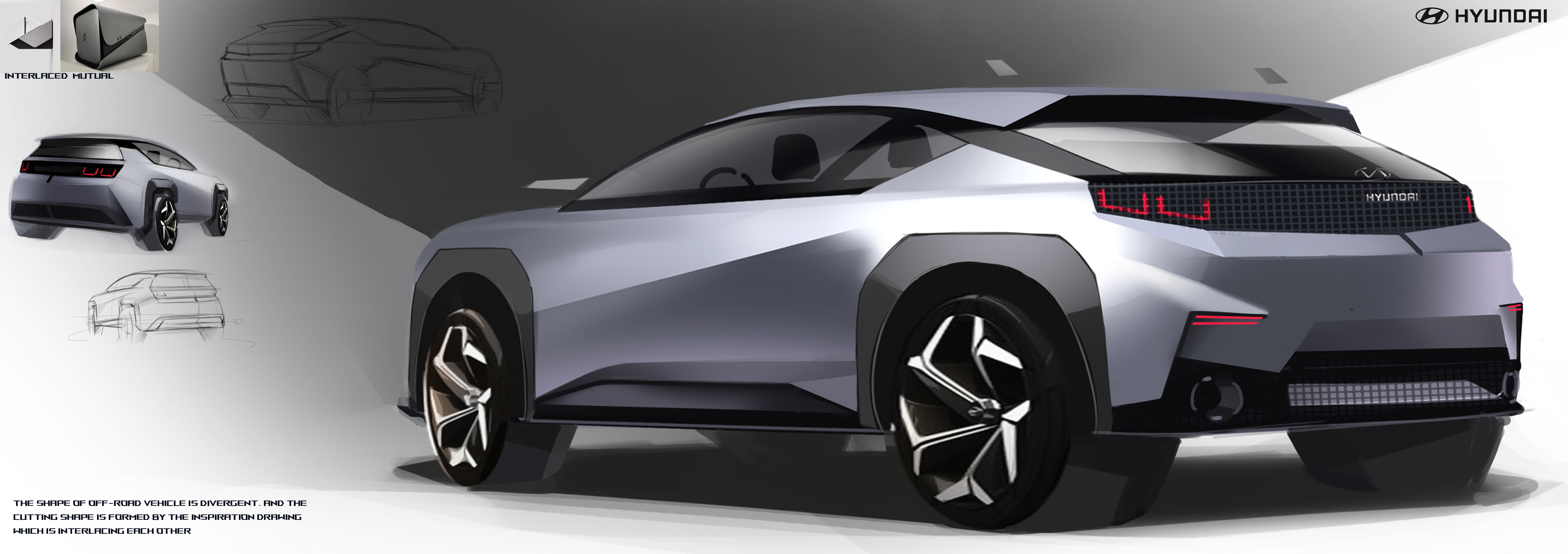 Automobile design，Hand drawn，Automobile exterior decoration design，2d rendering，product design，