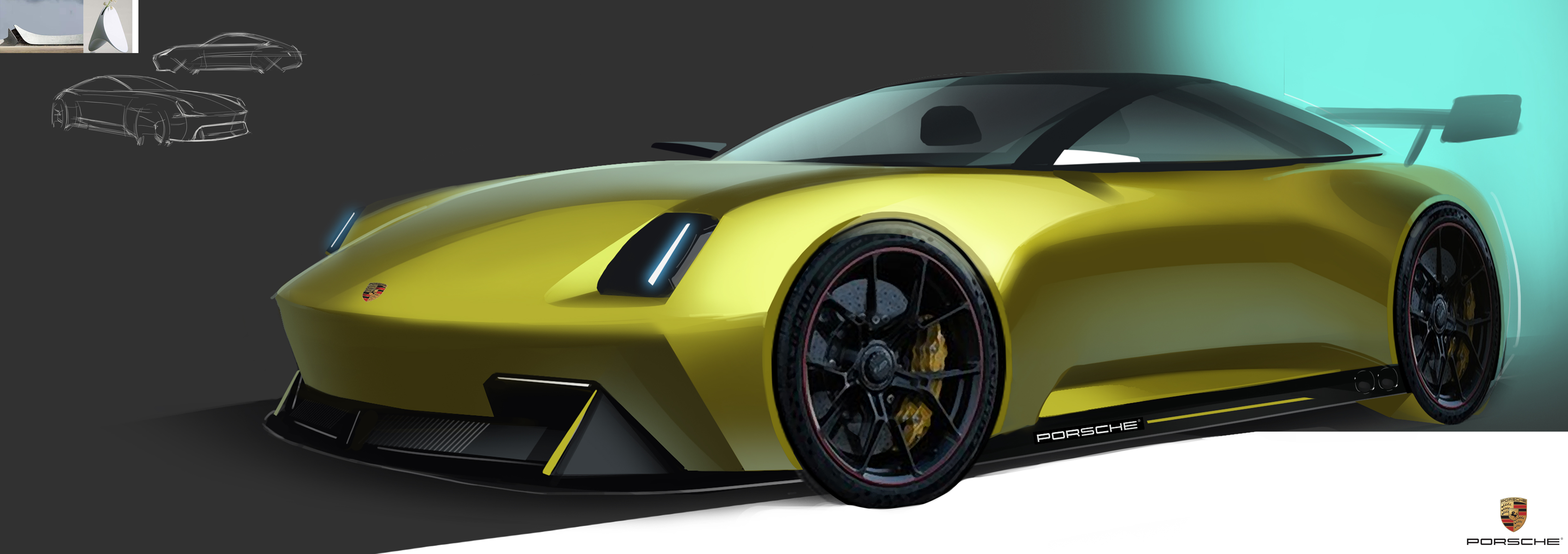 Automobile design，Hand drawn，Automobile exterior decoration design，2d rendering，product design，