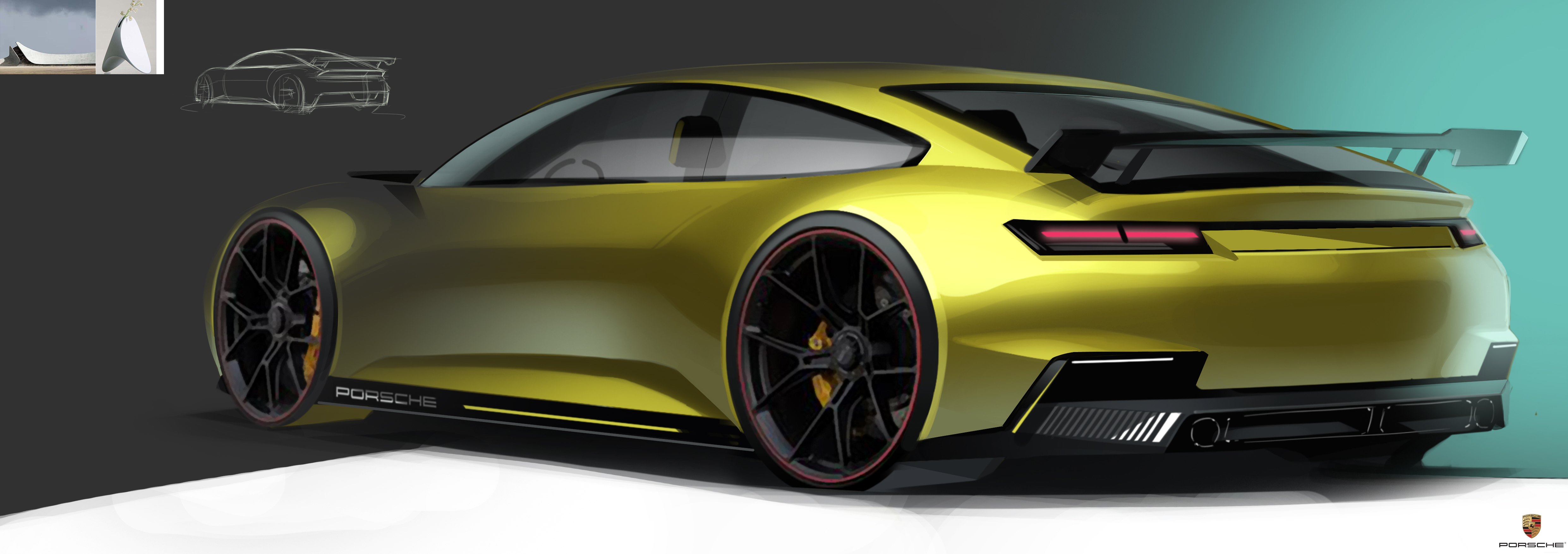 Automobile design，Hand drawn，Automobile exterior decoration design，2d rendering，product design，