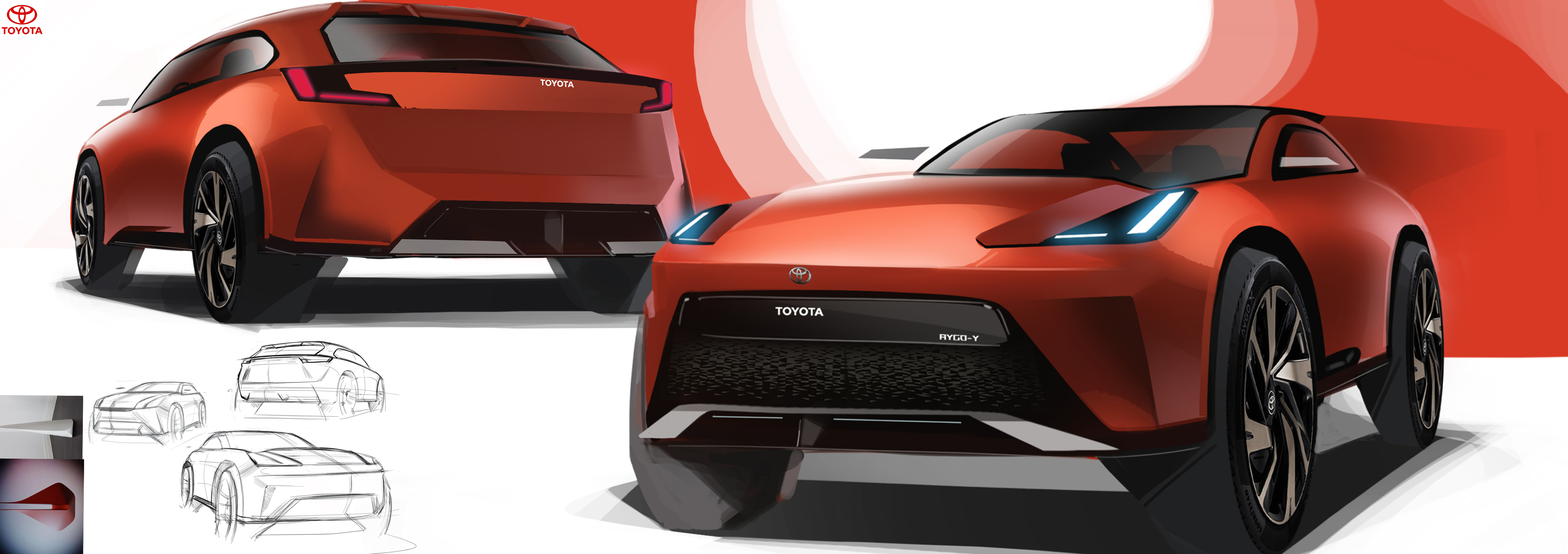 Automobile design，Hand drawn，Automobile exterior decoration design，2d rendering，product design，