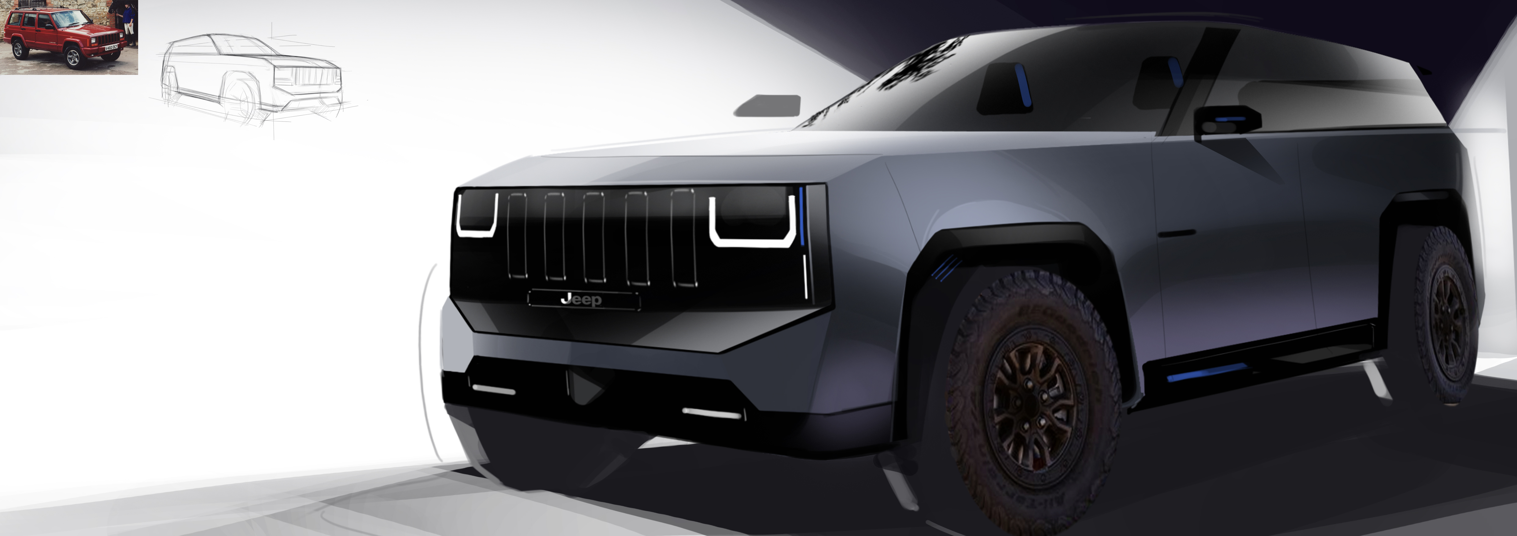 Automobile design，Hand drawn，Automobile exterior decoration design，2d rendering，product design，