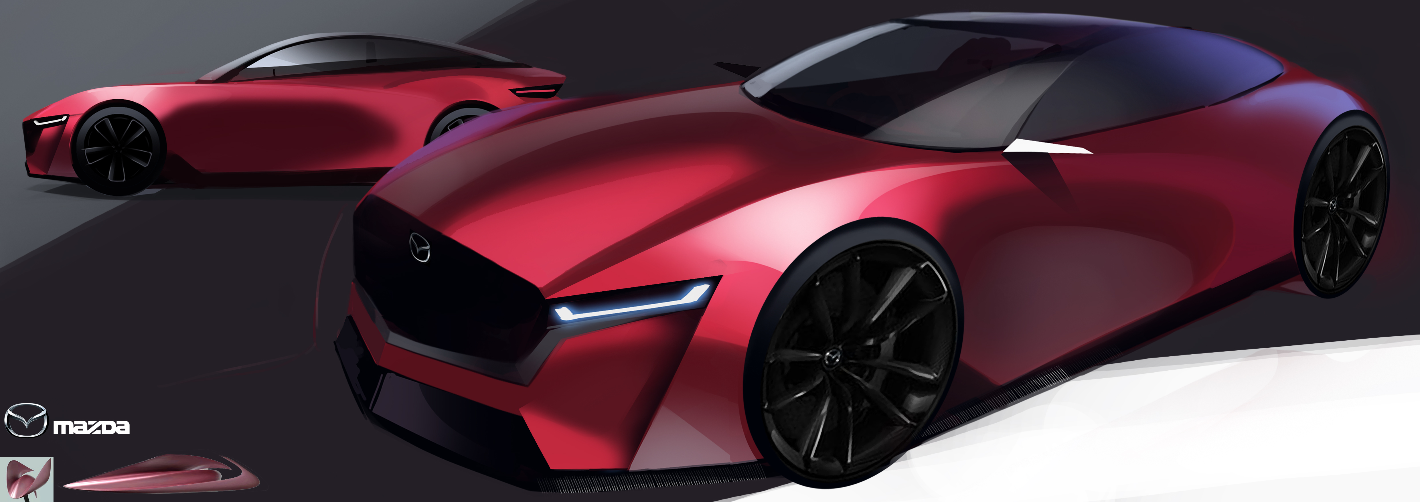 Automobile design，Hand drawn，Automobile exterior decoration design，2d rendering，product design，