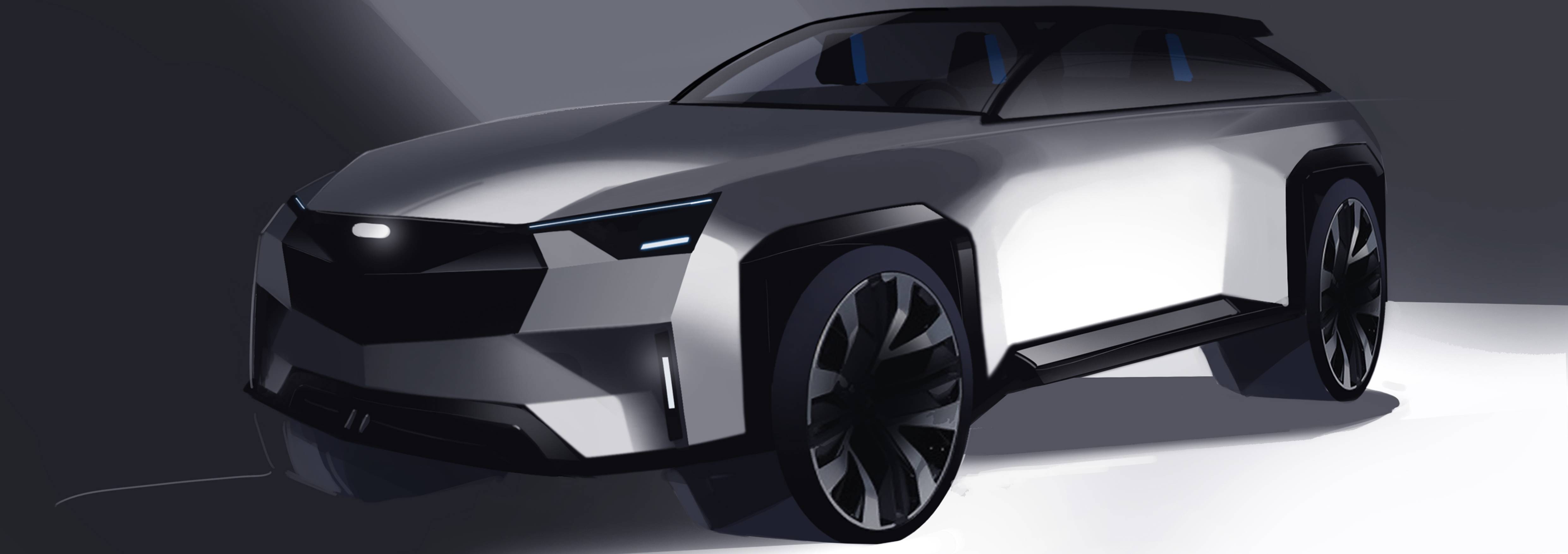 Automobile design，Hand drawn，Automobile exterior decoration design，2d rendering，product design，