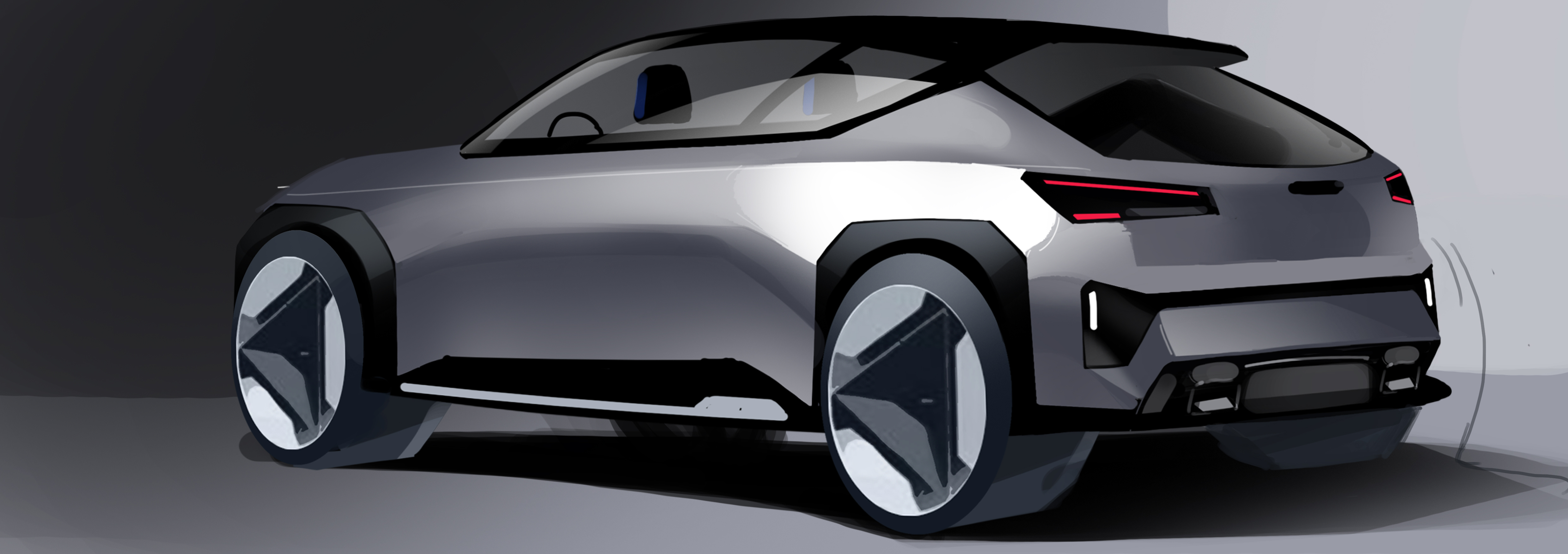 Automobile design，Hand drawn，Automobile exterior decoration design，2d rendering，product design，